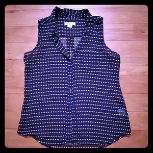 Navy blue semi sheer sleeveless blouse size medium